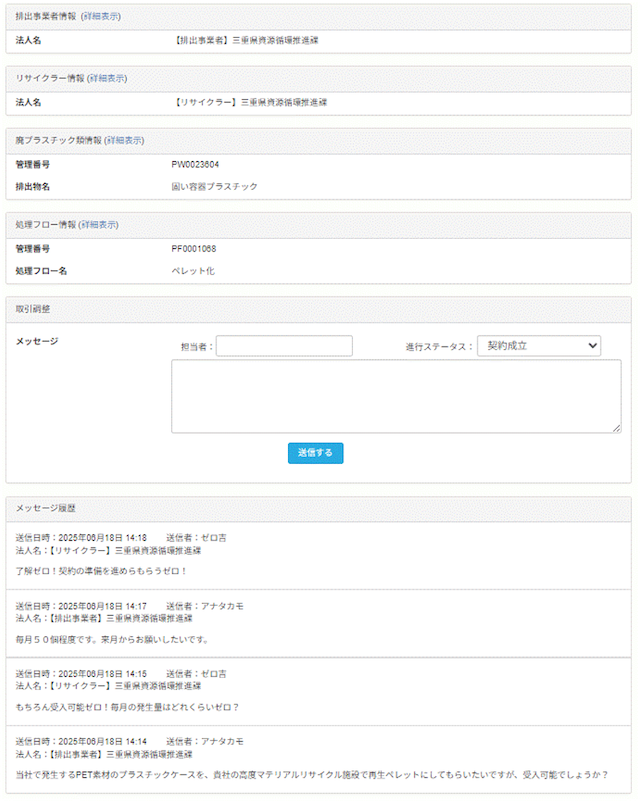 図８　取引調整画面